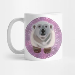 Polar Bear on lilac circular pattern Mug